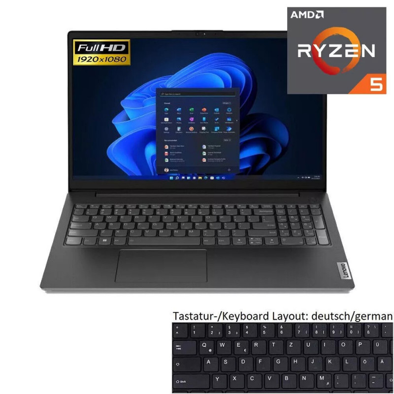 Lenovo V15 G4 15,6" AMD Ryzen 5 7520U @4,3GHz 16GB DDR5 256GB SSD FHD Windows 11 Laptop