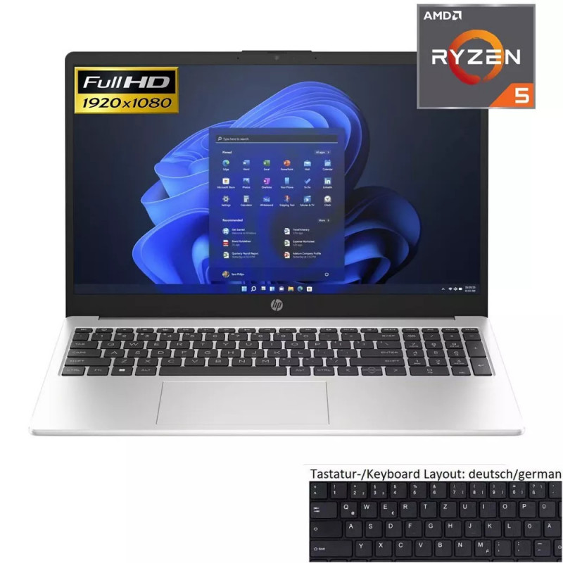 HP 255 15,6" AMD Ryzen 5 7530U @4,5GHz 64GB DDR4 1TB NVMe SSD IPS Win11 Laptop HP 255 15,6" AMD Ryzen 5 7530U @4,5GHz 64GB DDR4 1TB NVMe SSD IPS Win11 Laptop